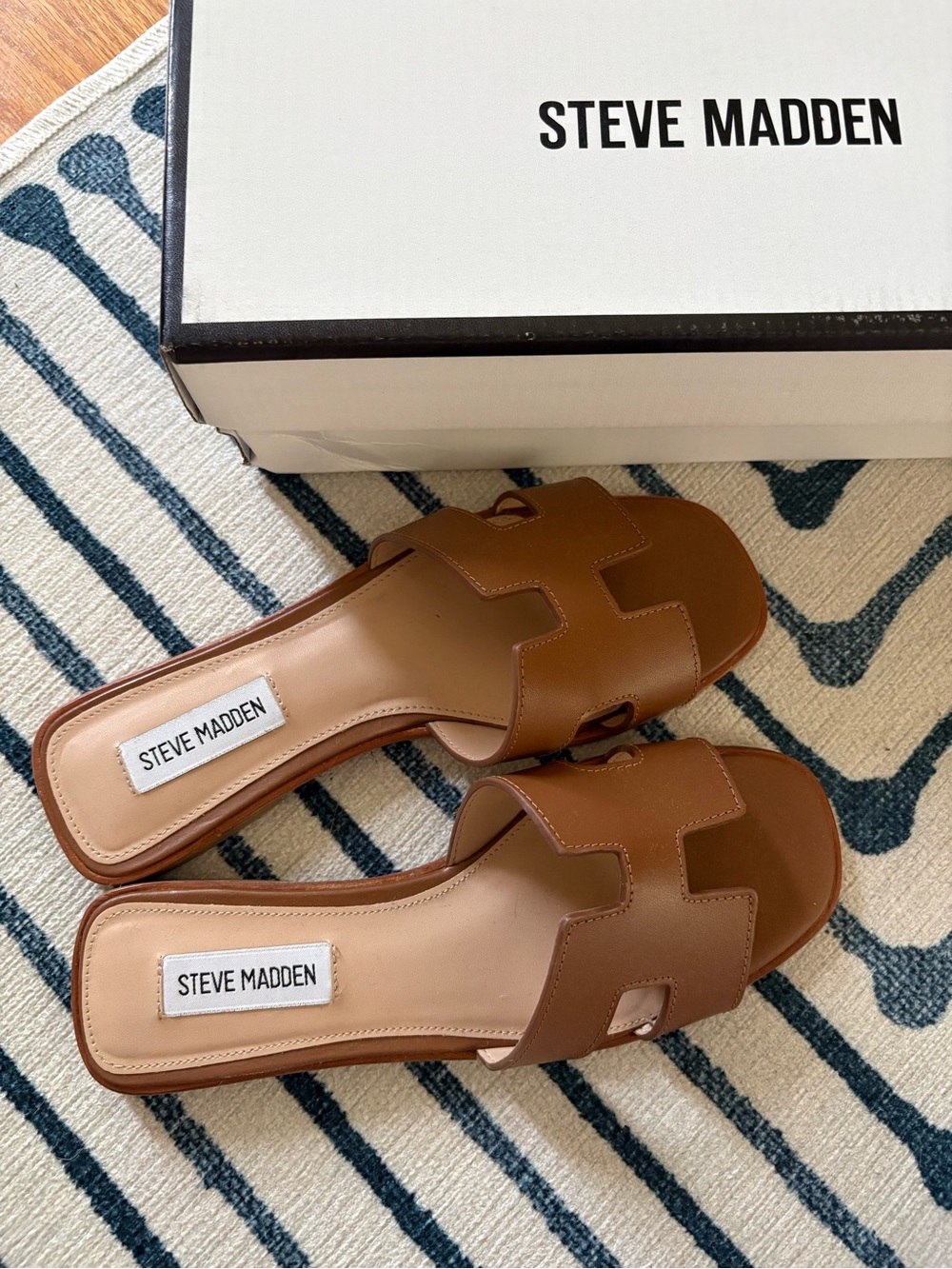 Steve Madden Brown Leather Slide Mules